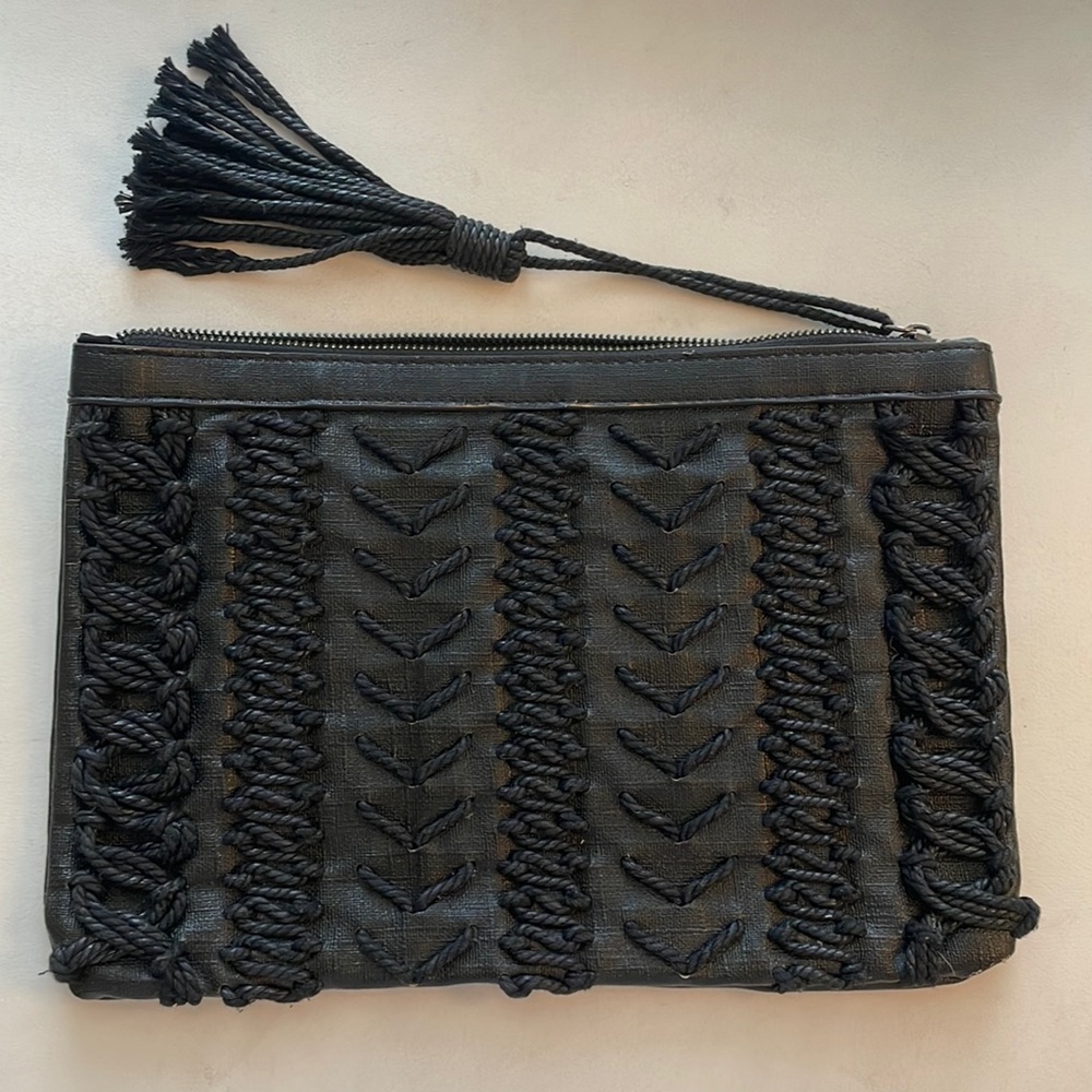 EXE Black Braided Clutch